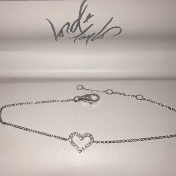 Diamond heart 14K white gold chain NWOT